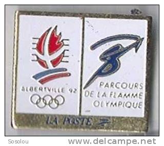 La Poste, Albertville 92 Parcours De La Flamme Olympique, Les Anneaux Olympique Et La Flamme - Postes