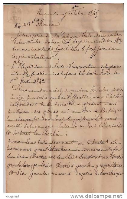 BELGIQUE : 1845:Précurseur:NAMUR Pour MARCHE.Oblit.Namur Double Cercle Rouge.Verso:idem MARCHE. - 1830-1849 (Onafhankelijk België)