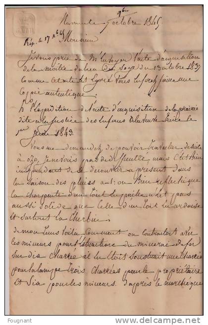 BELGIQUE : 1845:Précurseur:NAMUR Pour MARCHE.Oblit.Namur Double Cercle Rouge.Verso:idem MARCHE. - 1830-1849 (Belgique Indépendante)