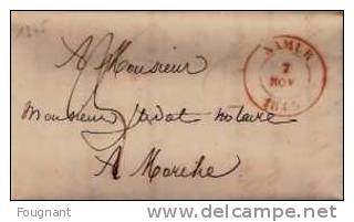 BELGIQUE : 1845:Précurseur:NAMUR Pour MARCHE.Oblit.Namur Double Cercle Rouge.Verso:idem MARCHE. - 1830-1849 (Onafhankelijk België)