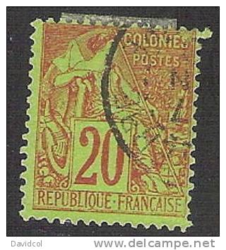 Q609.-.FRANCE / FRANCIA .- COLONIES STAMPS .-. 1881-1886 .-. SCOTT # : 52 .-. USED .-. PEACE AND COMMERCE..SCV:US$ 15.00 - Sonstige & Ohne Zuordnung