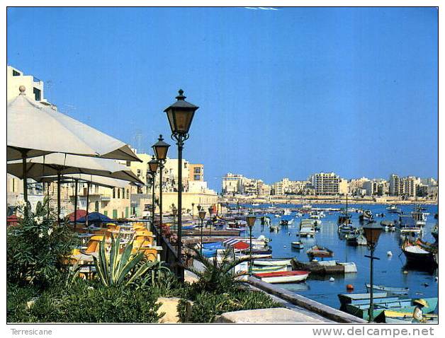 X SPINOLA BAJ ST.JULIAN'S MALTA  BOATS OLD CP VIAGGIATA BIG FORMAT - Banken