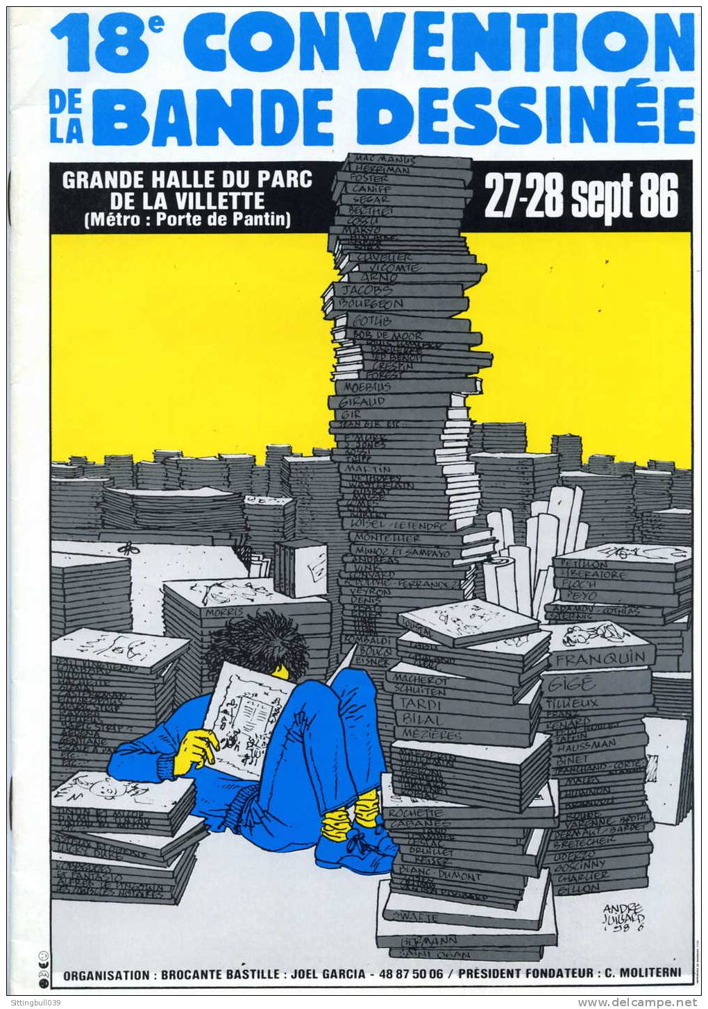 JUILLARD. PROGRAMME DE LA 18e CONVENTION DE LA BD A PARIS. 1986. DESSIN INEDIT DE JUILLARD. - Werbeobjekte