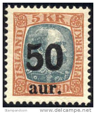 Iceland #138 XF Mint Hinged 50a Surcharge On 5k From 1925 - Neufs