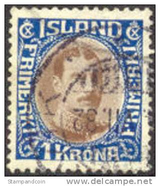 Iceland #185 XF Used 1k Christian X From 1931 - Used Stamps