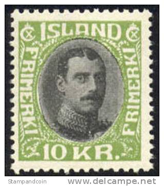 Iceland #187 Mint Hinged 10k Christian X From 1931 - Unused Stamps