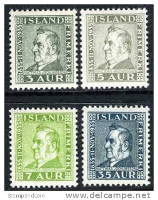 Iceland #195-98 Mint Hinged Matthias Jochumsson Set From 1935 - Unused Stamps