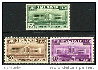 Iceland #209-11 (Michel 200-202  XF Mint Hinged 20th Anniv Of Independence Set From 1938 - Nuovi