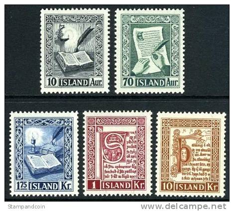 Iceland #278-82 Mint Hinged Reykjabok Set From 1953 - Neufs