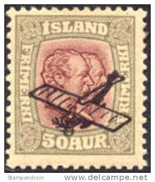 Iceland C2 Mint Hinged 50a Airmail From 1929 - Luftpost