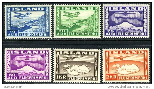 Iceland C15-20 Mint Hinged Airmail Set From 1934 - Posta Aerea