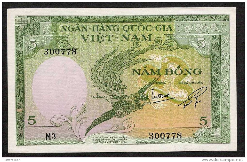 VIETNAM     P2      5    DONG    1955          AU++/UNC. - Vietnam