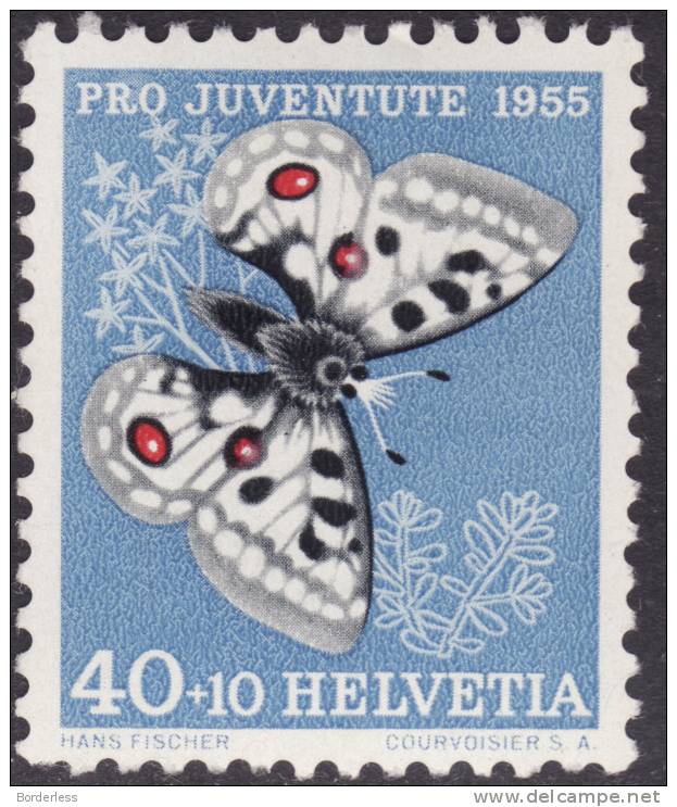 SUISSE  /   1955   /  40+10 C   /   Y&T N° 571  /  NEUF*  MLH  /  PAPILLON  /  BUTTERFLY  /  MARIPOSA - Nuevos