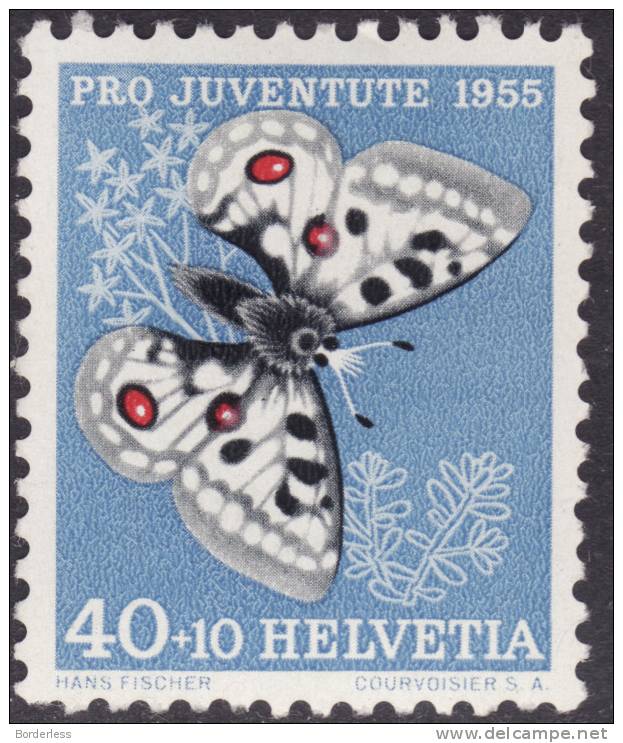 SUISSE  /   1955   /  40+10 C   /   Y&T N° 571  /  NEUF*  MLH  /  PAPILLON  /  BUTTERFLY  /  MARIPOSA - Unused Stamps