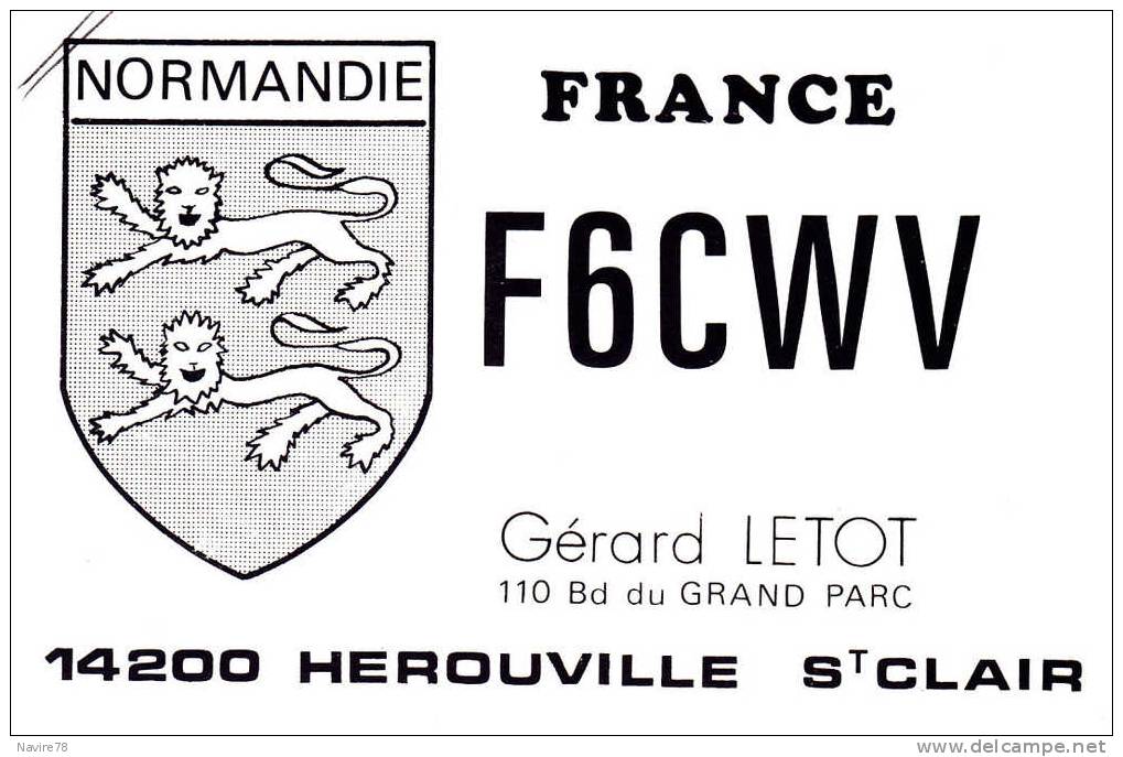 14 HEROUVILLE SAINT CLAIR.  CARTE RADIO AMATEUR. Boulevard Du Grand Parc. - Herouville Saint Clair