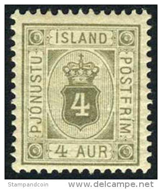 Iceland O11 Mint Hinged 4a Official From 1901 - Dienstmarken