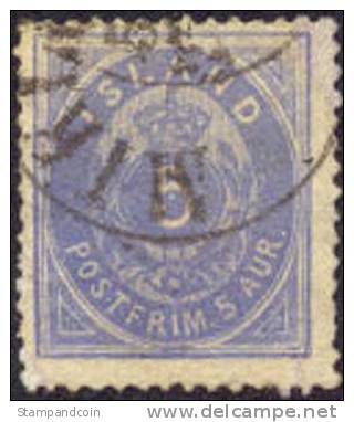 Iceland #9 Used 5a Numeral From 1876 - Used Stamps