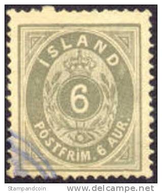 Iceland #10 Used 6a Numeral From 1876 - Used Stamps
