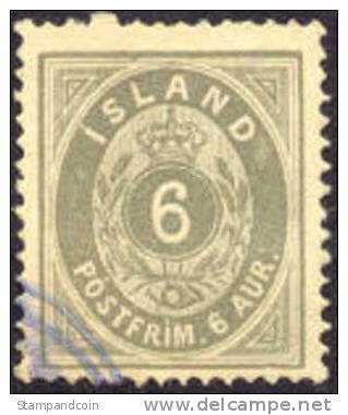 Iceland #10 Used 6a Numeral From 1876 - Gebraucht