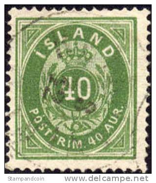 Iceland #14 XF Used 40a Numeral From 1876 - Gebraucht