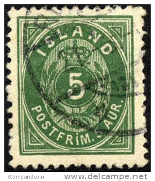 Iceland #16 XF Used 5a Numeral From 1882 - Usados