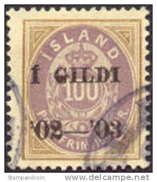 Iceland #68 Used 100a Overprint From 1902-03 - Gebraucht