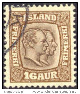 Iceland #78 SUPERB Used 16a Kings From 1907 - Gebraucht