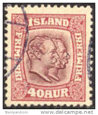 Iceland #81 XF Used 40a Kings From 1907 - Gebruikt