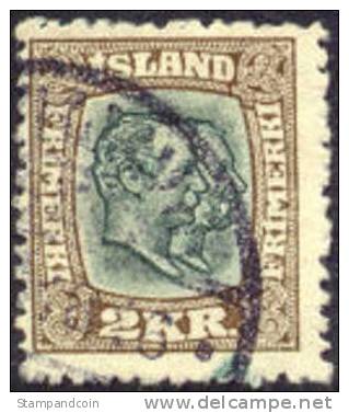Iceland #84 Used 2k Kings From 1907 - Oblitérés