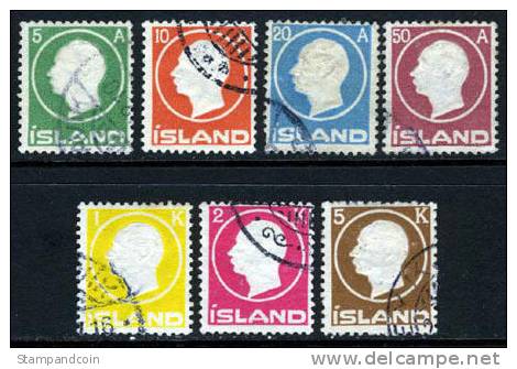 Iceland #92-98 Used Frederik VIII Set From 1912 - Usados