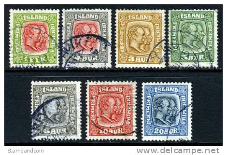 Iceland #99-107 Used Kings Set From 1915-18 - Usados