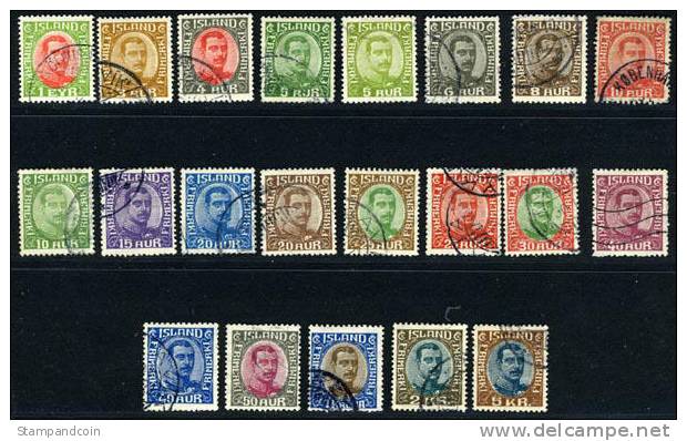 Iceland #108-128 Used Christianb X Set From 1920-22 - Oblitérés