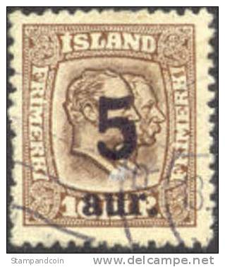Iceland #131 Used 5a Surcharge On 16a From 1921 - Gebraucht