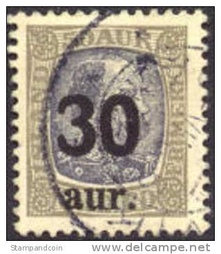 Iceland #137 XF Used 30a Surcharge On 50a From 1925 - Used Stamps