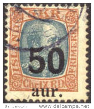 Iceland #138 Used 50a Surcharge On 5k From 1925 - Gebraucht