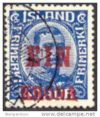 Iceland #150 Used 1k Surcharge On 40a From 1926 - Used Stamps