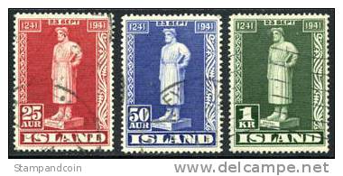 Iceland #237-39 Used Snorri Sturluson Set From 1941 - Used Stamps