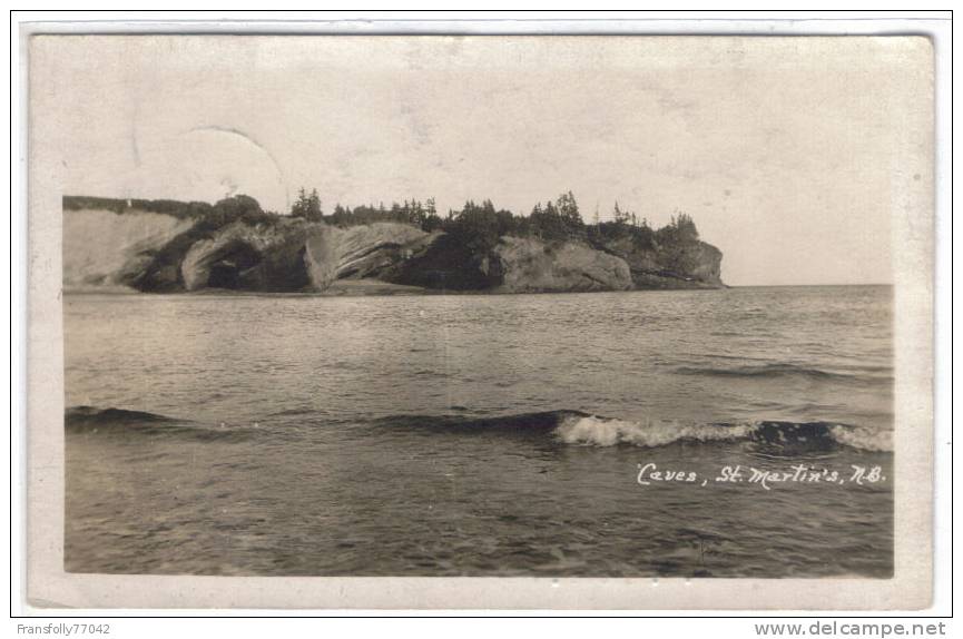 Rppc ST MARTIN´S NEW BRUNSWICK CANADA Caves ALONG THE SHORELINE 1931 - Other & Unclassified