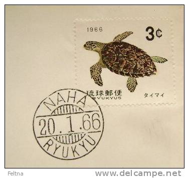 1966 RYUKYU TURTLE STAMP ON COVER TURTLES - Turtles