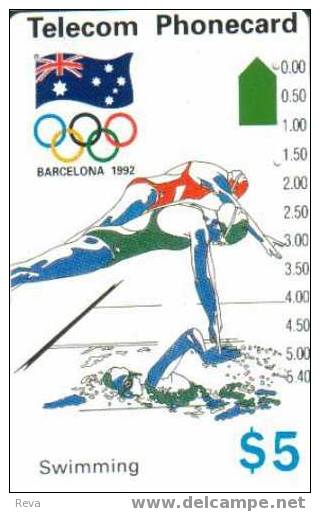 AUSTRALIA $5  BARCELONA SPAIN OLYMPIC 1992  SWIMMING  SPORT AUS-050  READ DESCRIPTION !! !! - Australia