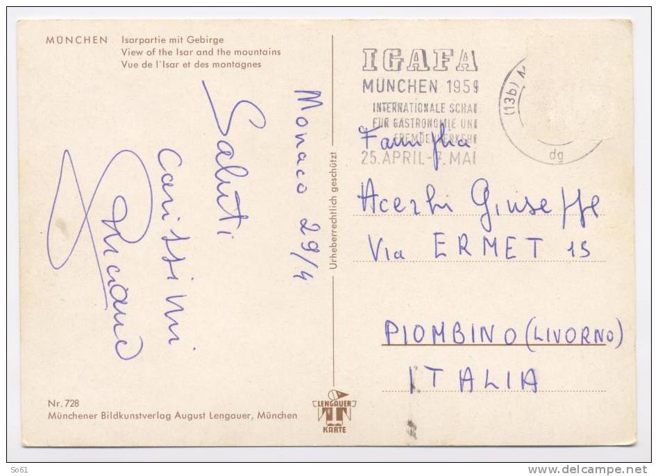 468 - Munchen (Monaco) - Igafa Gastronomie 1959 - Piombino - Muenchen
