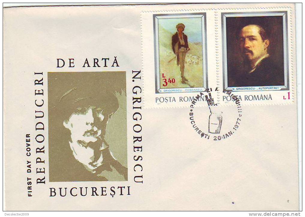 M568 FDC Romania Art Grigorescu Paintings 2  Covers With Postmark Cancel 1977 !! - Impressionisme