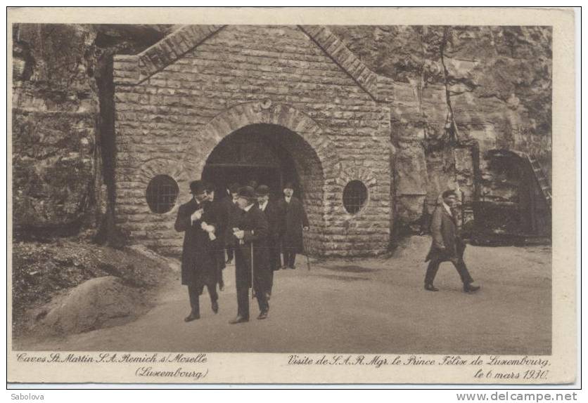 Luxembourg  Remich Cave St Martin Visite De SAR Mgr Le Prince Félix De Luxembourg Le 6 Mars 1930 - Remich