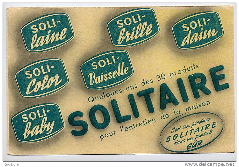 Buvard Produits SOLITAIRE Solilaine Solibrille Solidaim Solivaisselle Solicolor Solibaby - Produits Ménagers