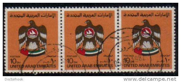 UNITED ARAB EMIRATES  Scott #  155  VF USED Strip Of 3 - Emirati Arabi Uniti
