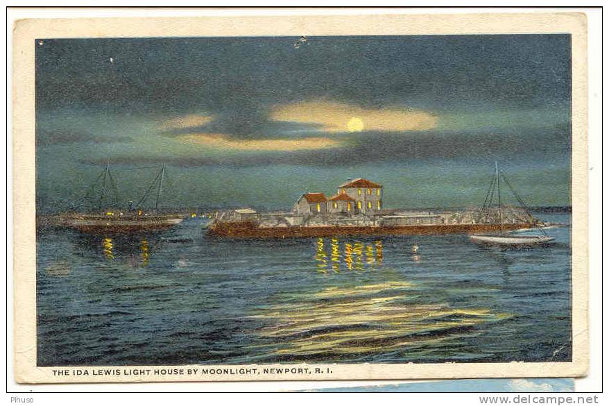 US-225 :  NEWPORT : The Ida Lewis Light House By Moonlight - Newport