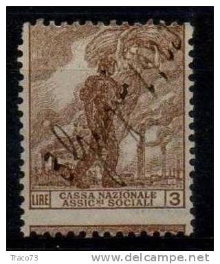 1920 - CASSA NAZIONALE PER LE ASSICURAZIONI SOCIALI - Lire 3 - Steuermarken