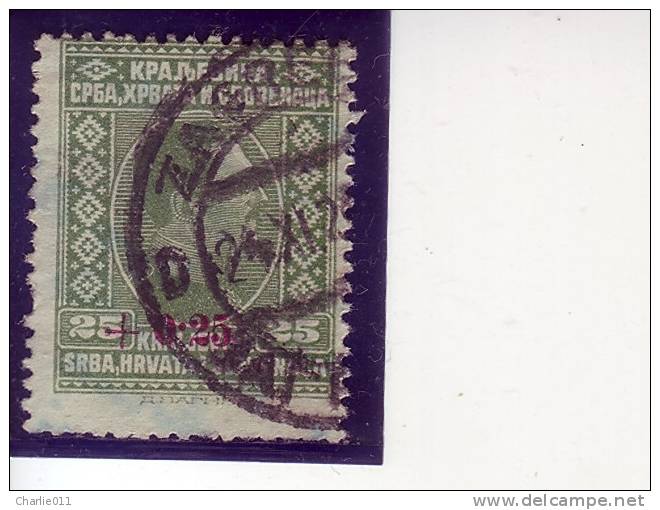 KING ALEXANDER-25 P-RED OVERPRINT- 0.25-POSTMARK-ZAGREB-SHS-CROATIA-YUGOSLAVIA-1926 - Gebruikt