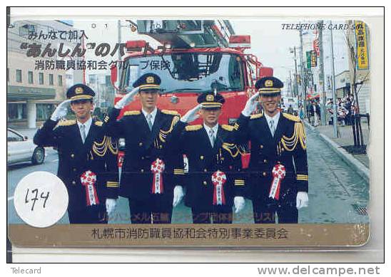 Télécarte JAPON Pompiers Feuerwehr Fire Brigade JAPAN  (174) Brandweer Brigada De Fuego Vigili Del Fuoco - Firemen