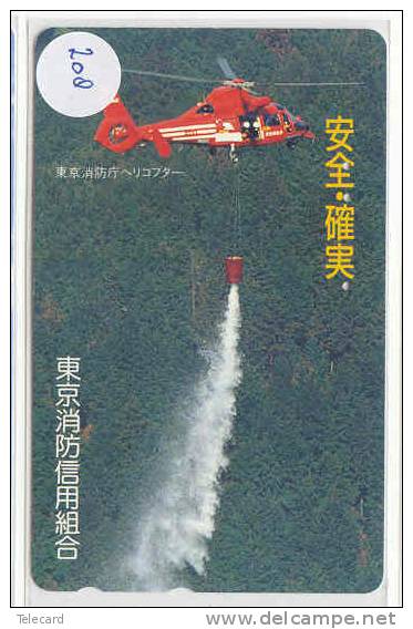 Télécarte JAPON Pompiers Feuerwehr Fire Brigade JAPAN  (208) Helicoptere * Brandweer Brigada De Fuego Vigili Del Fuoco - Firemen